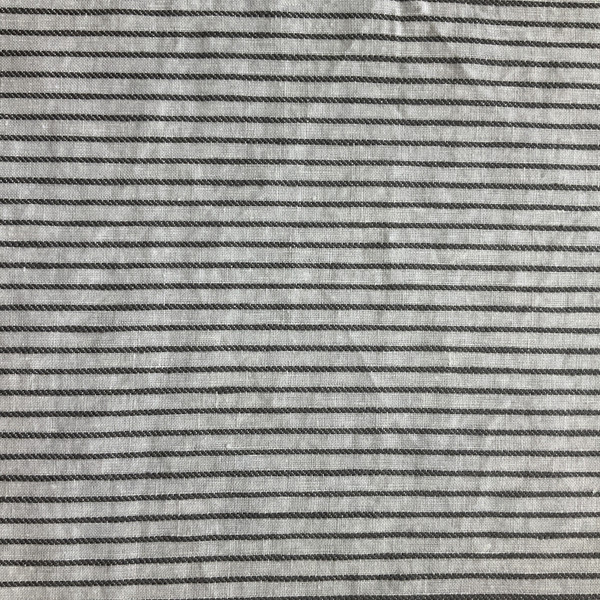 4 Yard Piece of Victoria Narrow Stripe Linen Smoke Grey | Lightweight Linen Fabric | Home Decor Fabric | 55" Wide