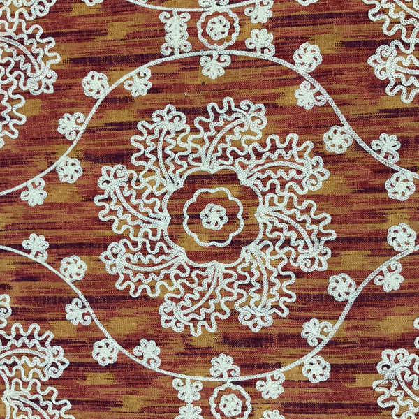 4.3 Yard Piece of Mythical Medallion in Spice Upholstery / Drapery Fabric | IMAN | 54 Wide | BTY