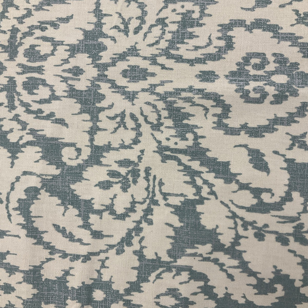 2.25 Yard Piece of Damask Home Decor Fabric | Teal / Silver / Off White | Curtains / Light Upholstery | 100% Cotton | 54" Wide | By the Yard | Waverly "Dashing Damask" in Mineral