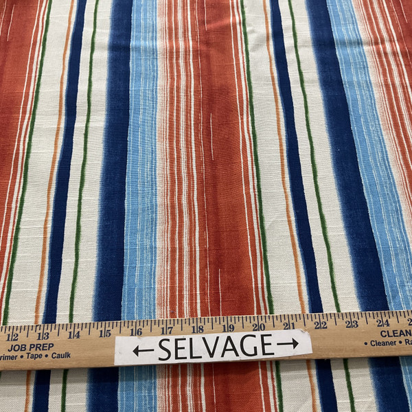 4.125 Yard Piece of Tommy Bahama Home Playa Eterna Seascape Stripe Canvas Carib | Medium Weight Canvas Fabric | Home Decor Fabric | 54" Wide