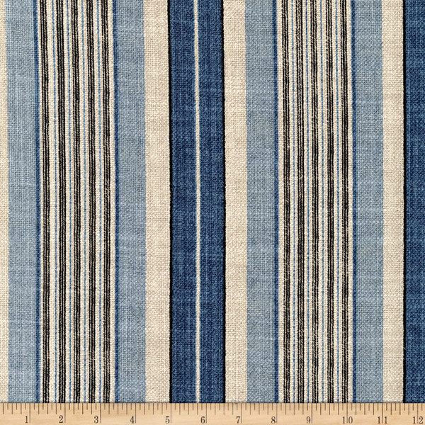 1.125 Yard Piece of Waverly Long Hill Stripe Basketweave Dresden | Medium/Heavyweight Basketweave Fabric | Home Decor Fabric | 54" Wide