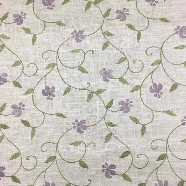 6.3 Yard Piece of Linen Fabric By Duralee 73014-45 | Lilac | Embroidered Cotton-Linen Fabric | 73014-45-REM2