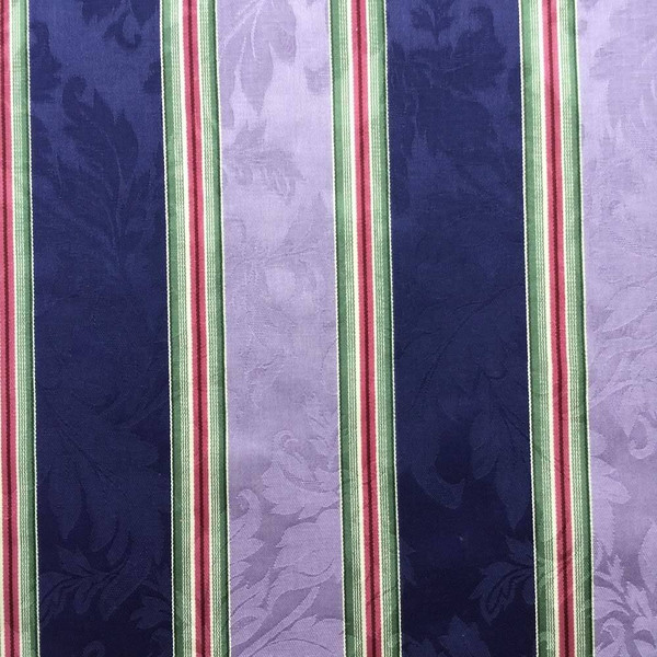 2 Yard Piece of Capulet Stripe in Navy and Lavender Brocade Upholstery Fabric | 54 Wide | BTY