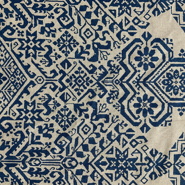 Safi in Peacock | Home Decor Fabric | Aztec Design in Blue / Natural  | Kaufmann | Medium Weight | 54" Wide | By the Yard