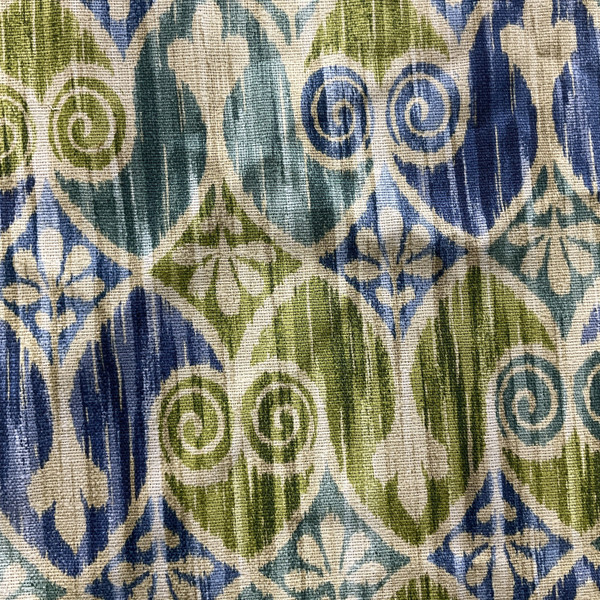 Sherato in Ikat | Home Decor Fabric | Ikat Blue / Green | Williamsburg | Medium Weight | 54" Wide | By the Yard