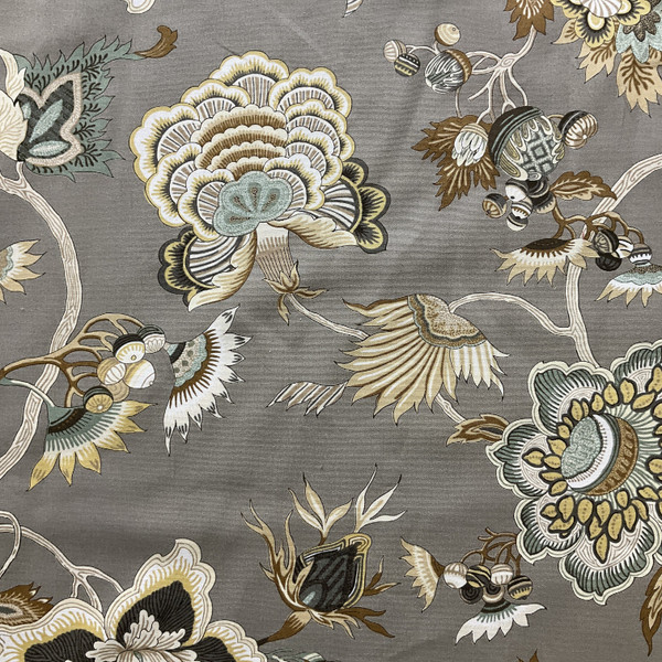 Samoan Plantation in Opal | Home Decor Fabric | Large Scale Jacobean Green / Taupe | Imani Home | Medium Weight | 54" Wide | By the Yard