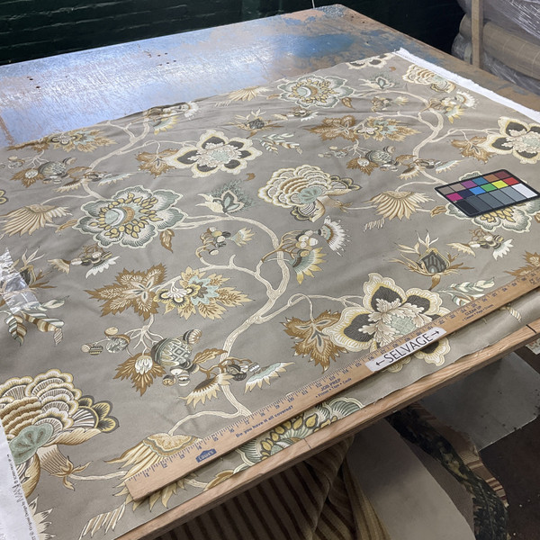 Samoan Plantation in Opal | Home Decor Fabric | Large Scale Jacobean Green / Taupe | Imani Home | Medium Weight | 54" Wide | By the Yard