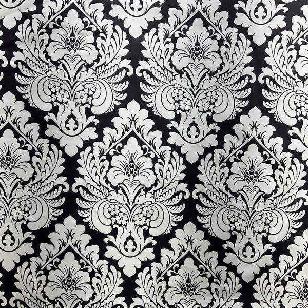 Duchess Damask in Onyx | Home Decor Fabric | Charcoal / Off White | Waverly | Medium Weight | 54" Wide | By the Yard