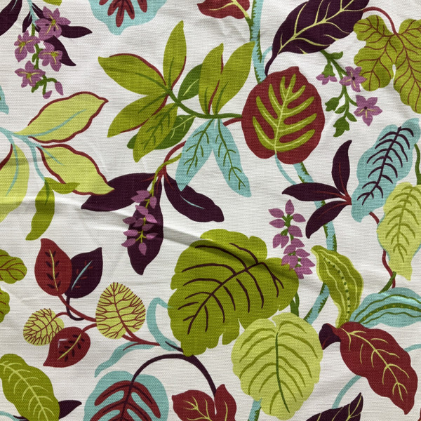 Rossano in Petal | Home Decor Fabric | Leaves in Green / Plum / Red | Braemore | Medium Weight | 54" Wide | By the Yard