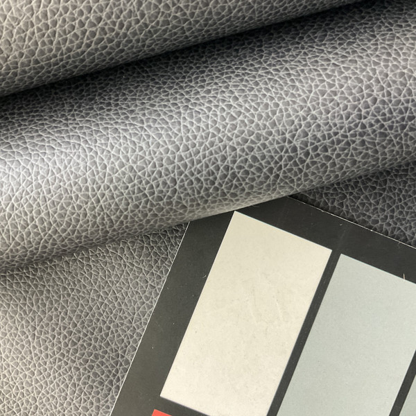 Tolstoy in Asphalt Dk Gray | Faux Leather Upholstery Fabric | Pebbled Grain | Vinyl | Heavy Weight / Durable | 54" Wide | By the Yard
