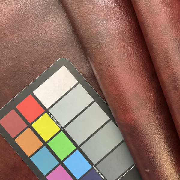 Oregon Trail in Bourbon Red Brown | Faux Leather Upholstery Fabric | Light Pebbled Grain | Vinyl | Heavy Weight / Durable | 54" Wide | By the Yard