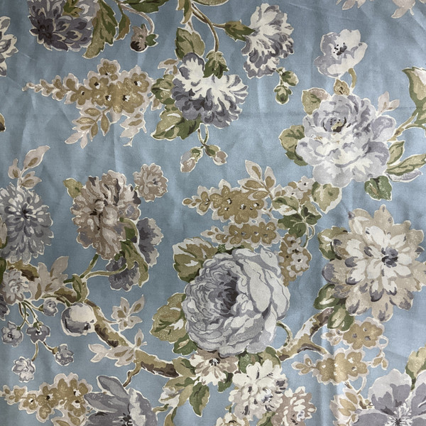 Floral in Blue / Grey / Taupe | Home Decor Fabric| Drapery | Twill | P/Kaufmann | 54" Wide | By The Yard