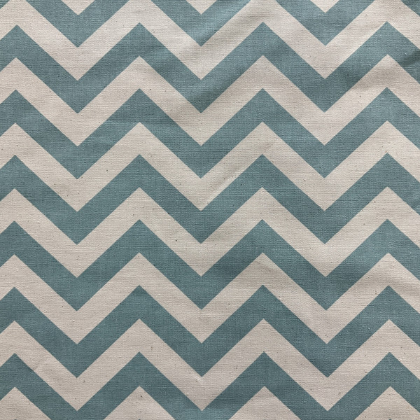 Chevron in Turquoise | Home Decor Fabric | Blue and Natural Flecked Off White | Medium Weight | 54" Wide | By The Yard