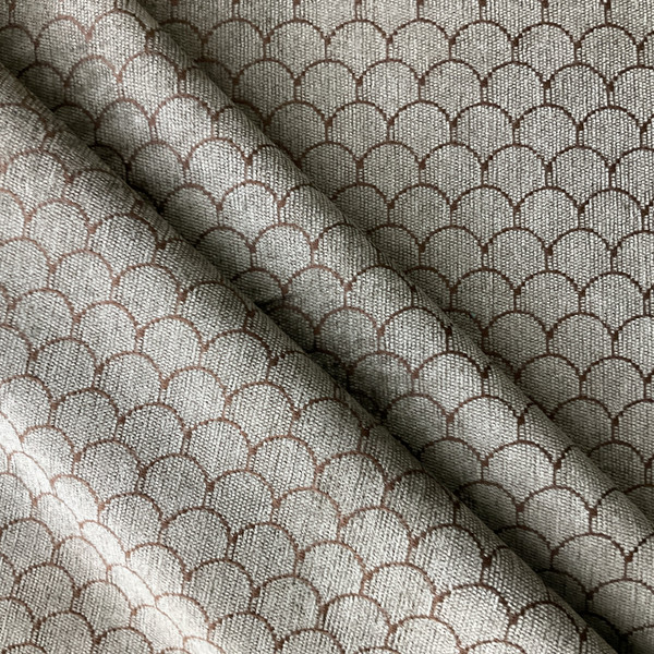 Fish Scale in Grey / Brown | Upholstery Fabric | Chenille Scalloped Design | Heavyweight | 54" Wide | By the Yard