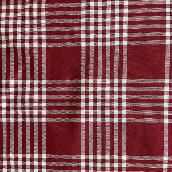 Faulkner in Flame | Upholstery / Drapery Fabric | Plaid in Red / White | Medium Weight | 54" Wide | By the Yard