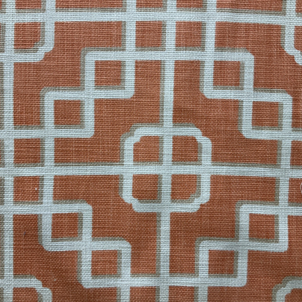 Imperial Gate in Tangerine | Home Decor Fabric | Orange / White Lattice | 54" Wide | By the Yard