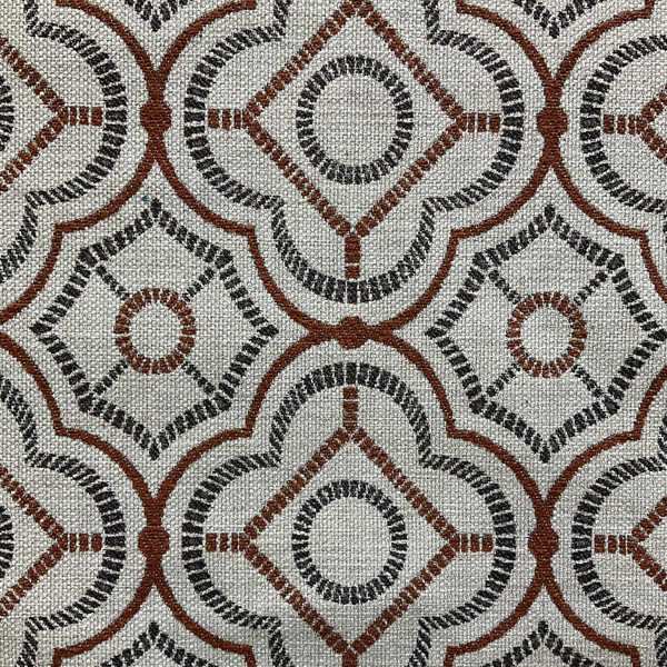 Largescale Mosaic Tile in Rust | Upholstery Fabric | Orange Brown | Heavy Weight |  54" Wide | By The Yard