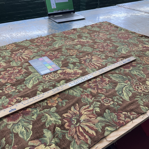 Red Brown Green Floral Jacquard | Upholstery Fabric | Soft Textured | Medium Weight | 54" Wide | By The Yard