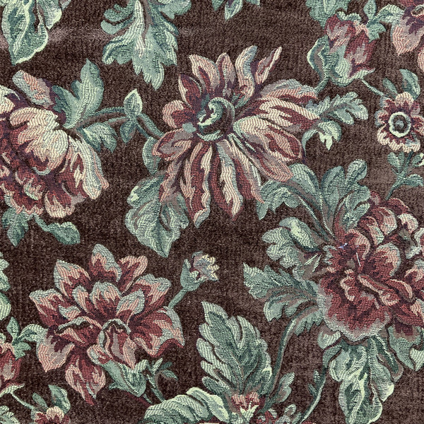 Red Brown Green Floral Jacquard | Upholstery Fabric | Soft Textured | Medium Weight | 54" Wide | By The Yard