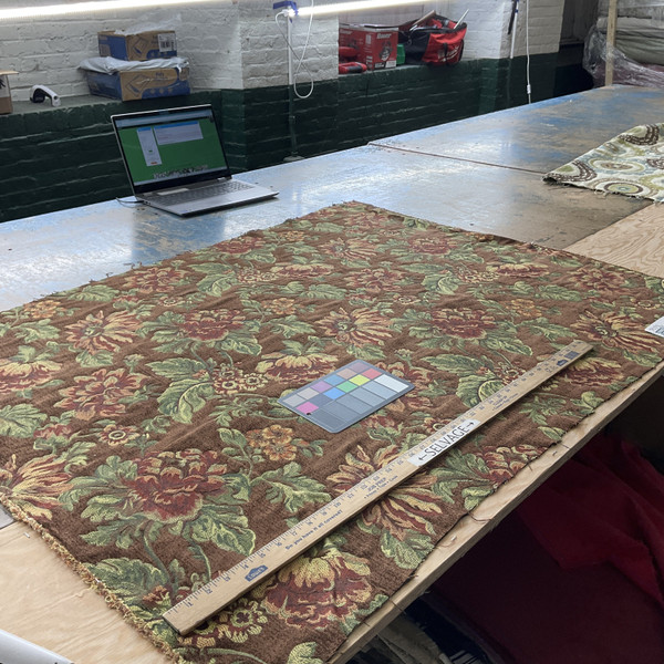 Red Brown Green Floral Jacquard | Upholstery Fabric | Soft Textured | Medium Weight | 54" Wide | By The Yard