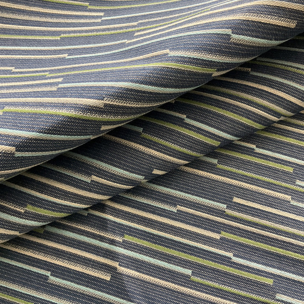 Blue Green Alternating Stripe | Upholstery Fabric | Medium Weight Jacquard | 54" Wide | By The Yard