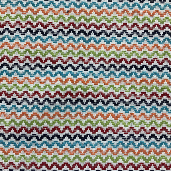 Sun Chevron in Multi | Upholstery / Drapery Fabric | Mini Chevron Stripes | Multicolored on White | Light-Medium Weight | 54" Wide | By the Yard