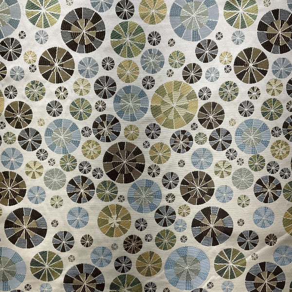 Circleshade in Breeze | Upholstery Fabric | Blue Green Brown Geometric Jacquard | Meduim Weight | 54" Wide | By The Yard