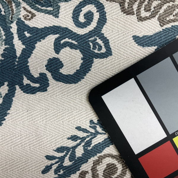 Anne in Teal | Home Decor Fabric | Blue Paisley Damask Herringbone | Drapery / Upholstery | Medium Weight | 54" Wide | By The Yard