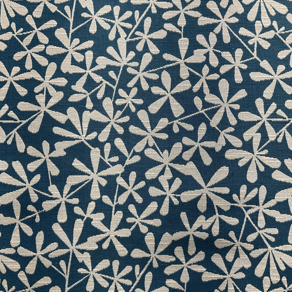 Strie Toss in Tourmaline | Upholstery Fabric | Blue Ivory Contemporary Floral | Medium Weight | 54" Wide | By The Yard