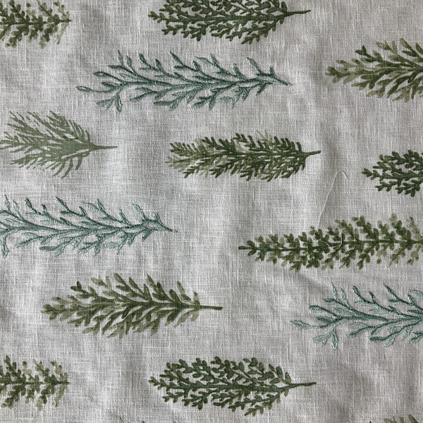 Woodlands in Sage | Embroidered Drapery Fabric | Foliage in Green | Medium Weight | 54" Wide | By The Yard