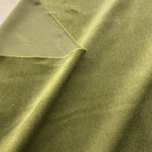 Olive Green Velvet Upholstery Fabric | Heavyweight / Durable | 54" Wide | By the Yard