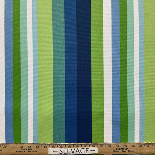 Solarium Braymont in Ocean | OUTDOOR Home Decor Fabric | Stripes in Green / Blue / White | Richloom | Medium Weight | 54" Wide | By the Yard