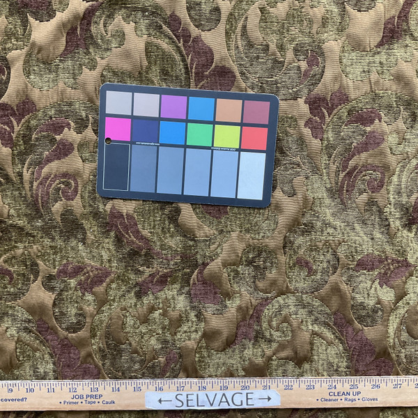 Luscious in Tapestry | Upholstery Fabric | Flourish Design in Olive Green / Brown | Heavyweight | 54" Wide | By the Yard