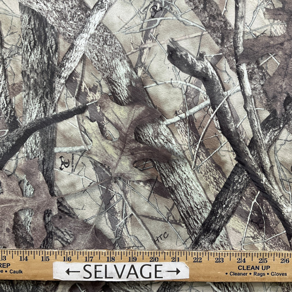 Camo in Brown | Hunting Apparel / Light Upholstery Fabric | Microsuede Tree Camouflage in Brown / Green | Medium Weight | 54" Wide | By the Yard