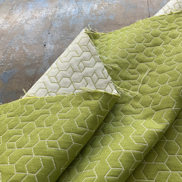Tangram in Key Lime | Upholstery Fabric | Lime Green Quilted Geometric | Commercial Grade / High Performance | 54" Wide | By the Yard