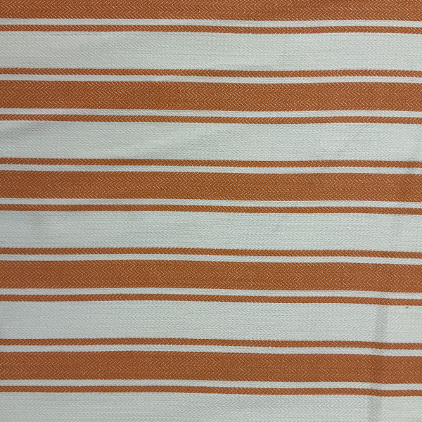 Blake in Creamsicle | Drapery / Upholstery Fabric | Orange / Off White Herringbone Stripes | 54" Wide | By the Yard
