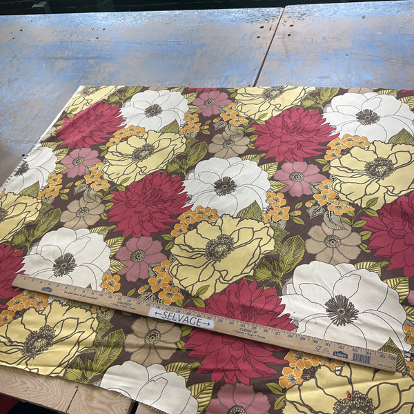 Large Scale Floral | Home Decor Fabric | Yellow Red Green Brown | Medium Weight | 54" Wide | By the Yard
