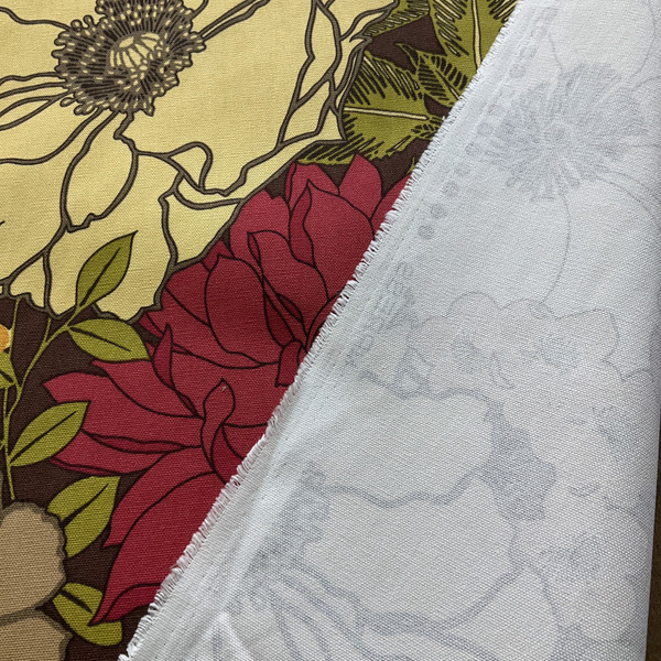 Large Scale Floral | Home Decor Fabric | Yellow Red Green Brown | Medium Weight | 54" Wide | By the Yard