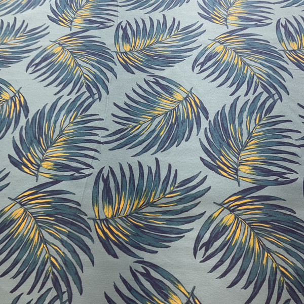 Cowpens in Mystic | Home Decor Fabric | Blue Yellow Green Tropical Leaves | David Rothschild | 54" Wide | By the Yard
