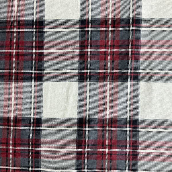 Callaway in Pepper | Tartan Plaid Fabric in Red, Black Cream | Midweight Home Decor Fabric |  Cotton Blend Twill | Marlatex | 54" Wide | BTY