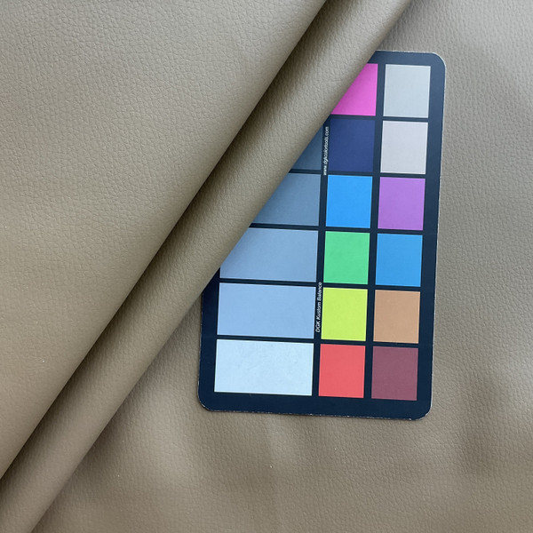 Beige Brown Faux Leather | Vinyl Upholstery Fabric | Light Pebbled Grain | Felt-Backed | Heavyweight | 54" Wide | By the Yard