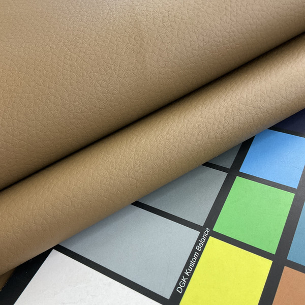Beige Brown Faux Leather | Vinyl Upholstery Fabric | Light Pebbled Grain | Felt-Backed | Heavyweight | 54" Wide | By the Yard