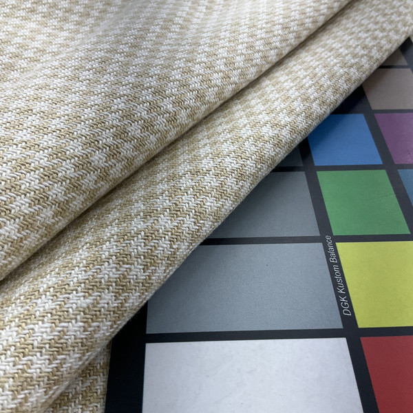 Kyle in Raffia | Upholstery Fabric | Houndstooth in Beige / White | Poly Blend | Marlatex | Heavy weight |  54" Wide | Sold BTY