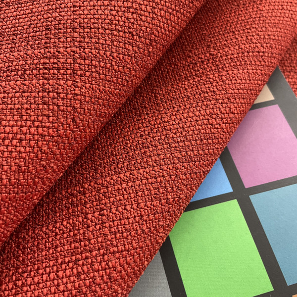 Modern Canvas in Pomegranate | Upholstery Fabric | Warm Red Slub Weave | Heavy Weight | 54" Wide | Sold BTY