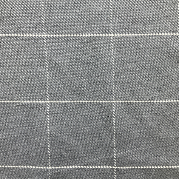 Ballenger in Grey / White | Upholstery Fabric | Windowpane Plaid | Large Scale | Heavyweight | 54" Wide | By the Yard