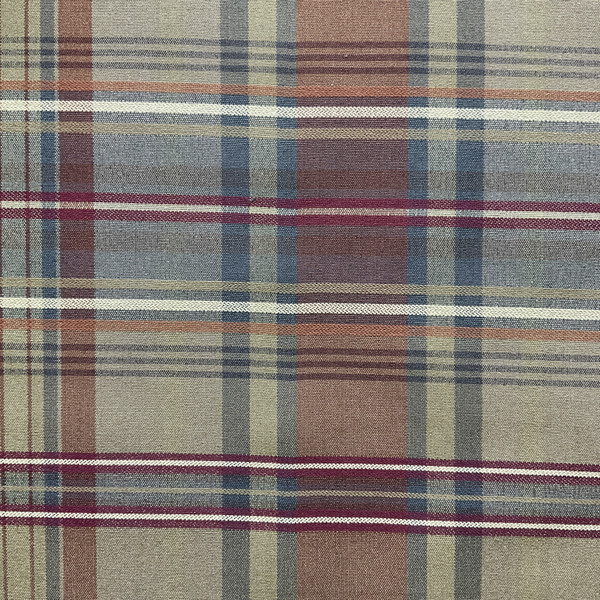 Arbor Garden in Sienna | Brown, Red, Camel  Plaid Upholstery Canvas Fabric | Home Decor | Slipcover | 54" Wide | Sold BTY