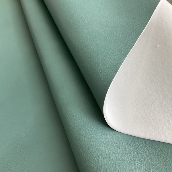 Jupiter in Aqua | Faux Leather Vinyl Upholstery Fabric | Light Pebbled Grain | Felt-Backed | 54" Wide | By the Yard