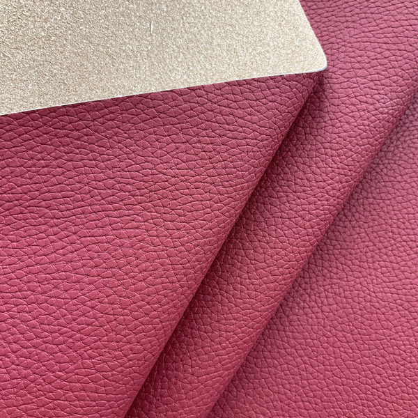 Butterfly in Cranberry | Cool  Dark Red  Pebble Texture Faux Leather Upholstery Vinyl Fabric | Heavyweight | Indoor Furniture | Knit Backed | 54 Wide | Sold BTY