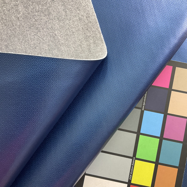 Iron City in Caspian |  Royal Blue Metallic  Faux Leather Upholstery Vinyl Fabric |  Heavyweight | Indoor Furniture | Flannel Backed | P Kaufman | 54" Wide | Sold BTY
