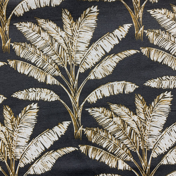 Cocotier in Charcoal | Home Decor Fabric | Beige Leaves | Drapery | 54" Wide | Stof France | Medium Weight | By The Yard